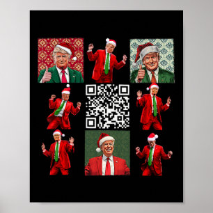 Póster Presidente Trump divertido Qr Navidad Bailando Bai