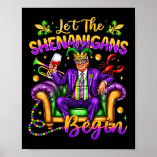 Póster Presidente Trump Mardi Gras Gracioso Dejemos Que S