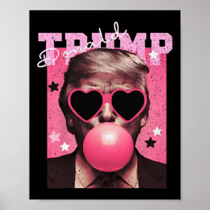 Póster Presidente Trump Soplando Chicle Divertido Chicle