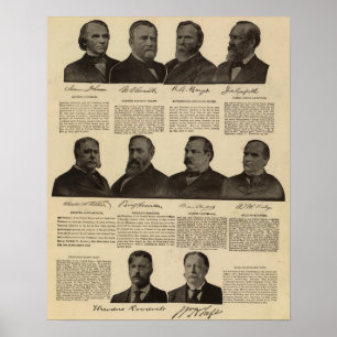 Póster Presidentes de EE.UU., autógrafos, biografías
