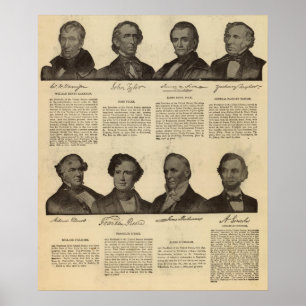 Póster Presidentes de EE.UU., autógrafos, biografías