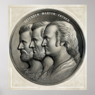 Póster Presidentes Grant, Lincoln y Washington