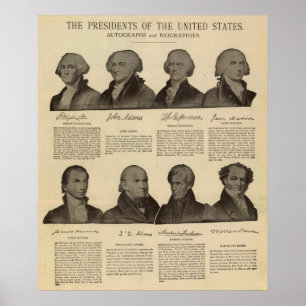 Póster Presidents US, autographs, biographies 2