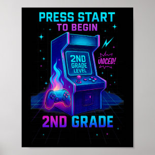 Póster Presiona Inicio Divertido Nivel Up Niños Jugadores