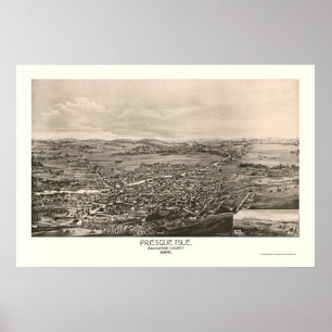 Póster Presque Isle, Mapa Panorámico ME - 1894