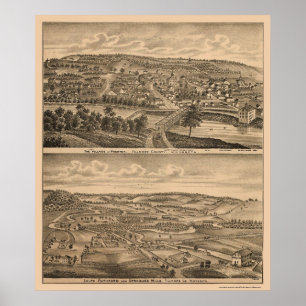 Póster Preston, mapa panorámico del manganeso - 1874