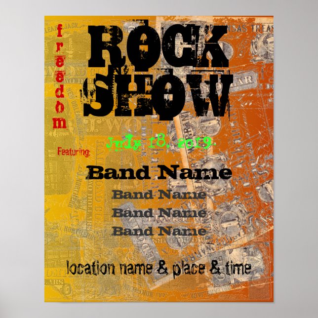 Póster Presupuesto de rock asombroso de dinero confederad (Frente)