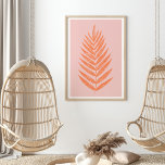 Póster Pretty Botanical Fern Palm Leaf Pastel Pink Orange<br><div class="desc">Pretty Botanical Fern Palm Leaf Pastel Pink Orange Poster</div>