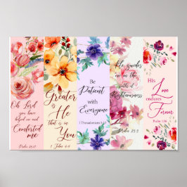 Póster Pretty floral theme Christian bookmarks Poster