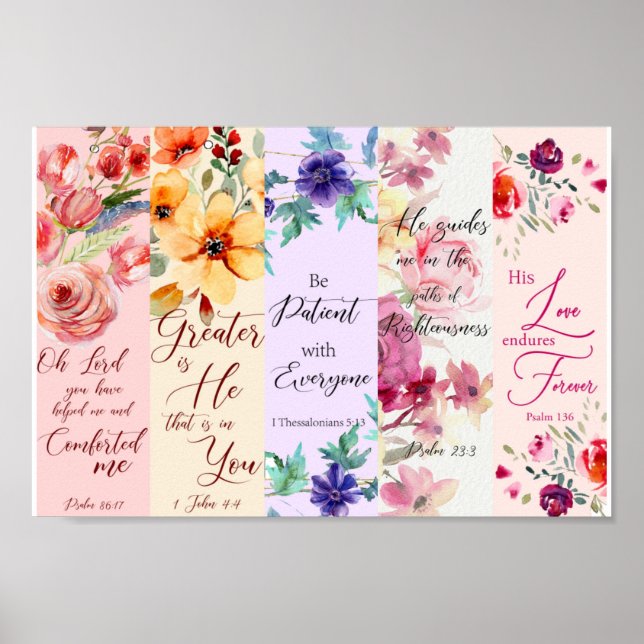 Póster Pretty floral theme Christian bookmarks Poster (Frente)