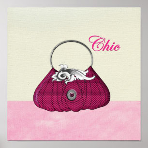 Póster Pretty Hand Bag Girly Pink Fashion Poster Print
