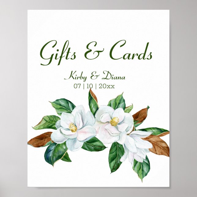 Póster Pretty Magnolia Bouquet Wedding Gifts & Cards Sign (Frente)