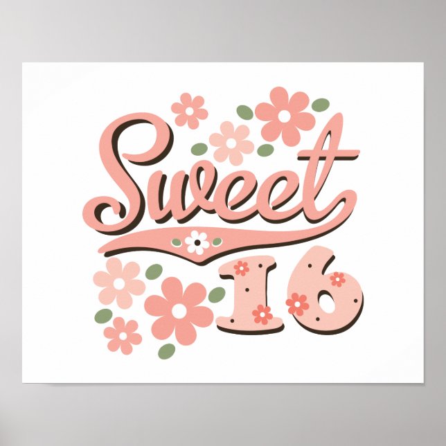 Póster Pretty Pink Sweet 16 Poster Print (Frente)