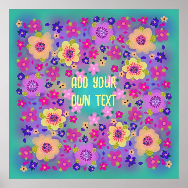 Póster Pretty Yellow and Pink Flowers You Customize (Frente)