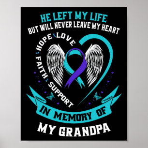 Póster Preven al abuelo de la camiseta verde azulada mora