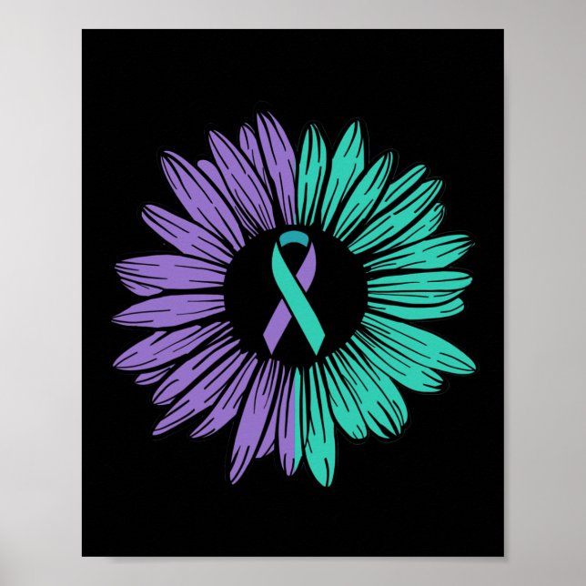 Póster Prevención Conciencia Cinta de girasol problema (Frente)