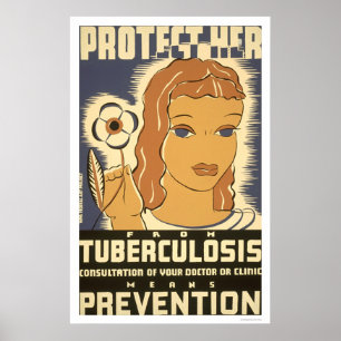 Póster Prevención de la tuberculosis 1938 WPA