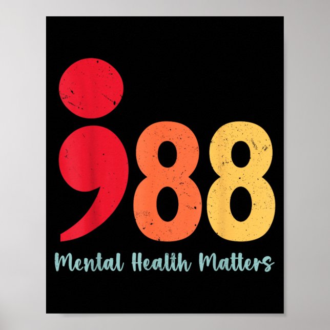 Póster Prevención de Salud Mental 988 Semicolon (Frente)