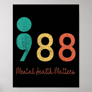 Póster Prevención de salud mental S suicidio 988 punto y