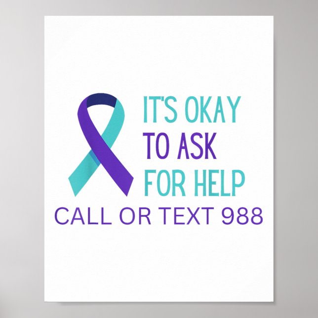 Póster Prevención del suicidio 988 Camisa Hotline 988 Sui (Frente)