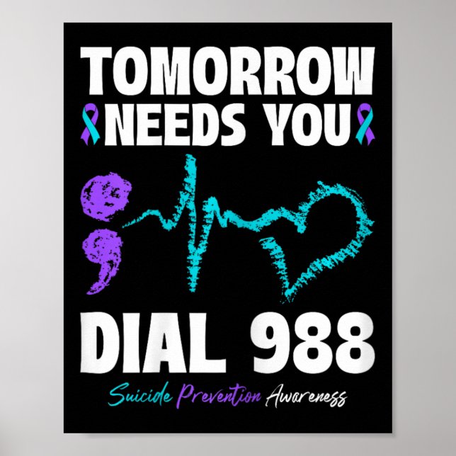 Póster Prevención del suicidio 988 Mañana Te Necesita Men (Frente)