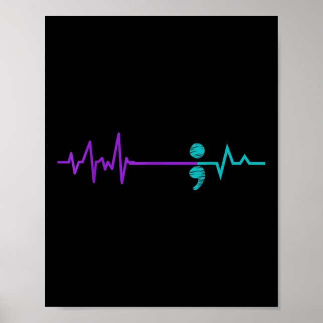 Póster Prevención del suicidio Awareness Semicolon Stay (Frente)