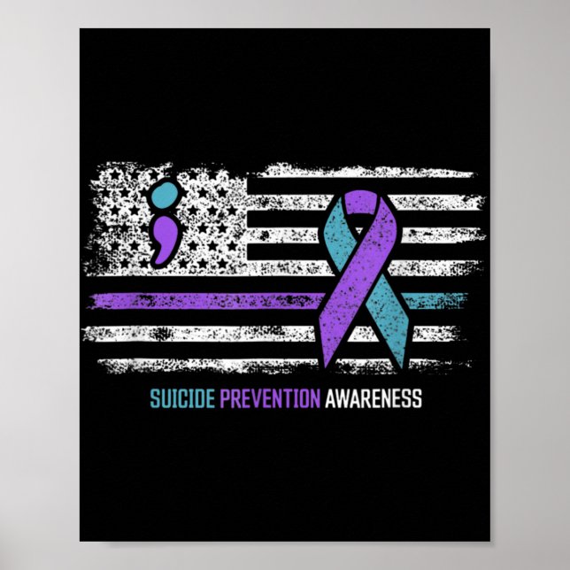 Póster Prevención del suicidio Bandera estadounidense Con (Frente)