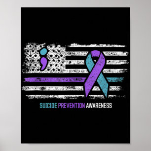 Póster Prevención del suicidio Bandera estadounidense Con