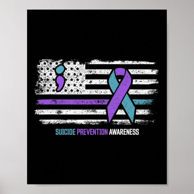 Póster Prevención del suicidio Bandera estadounidense Con (Frente)