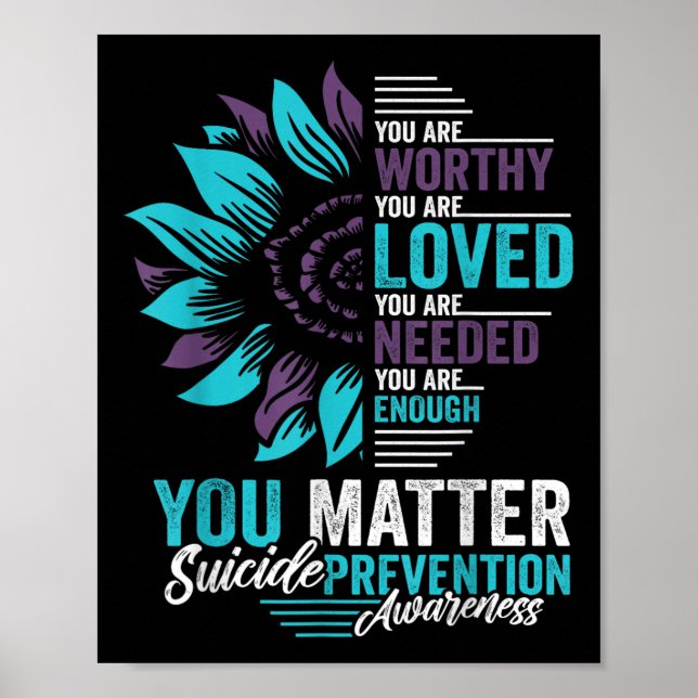 Póster Prevención del Suicidio Conciencia Eres Digno Amad (Frente)
