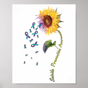 Póster Prevención del suicidio Conciencia Girasol