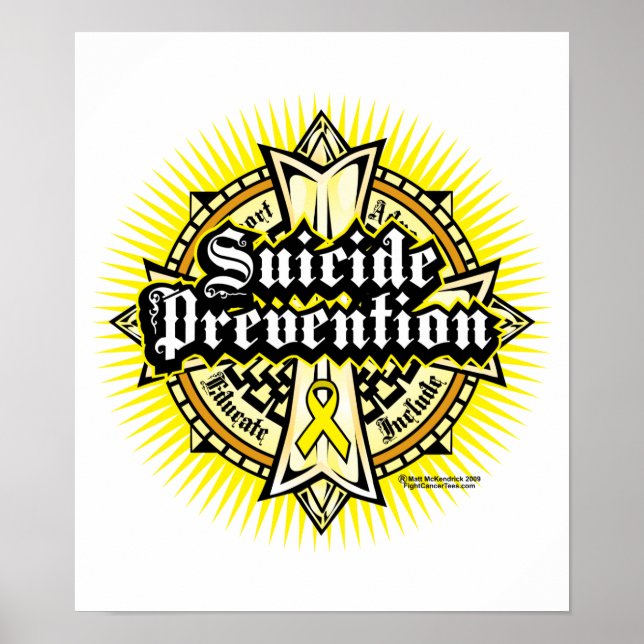 Póster Prevención del suicidio cruz celta (Frente)