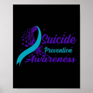 Póster Prevención Del Suicidio De Cinta verde azulada Y P