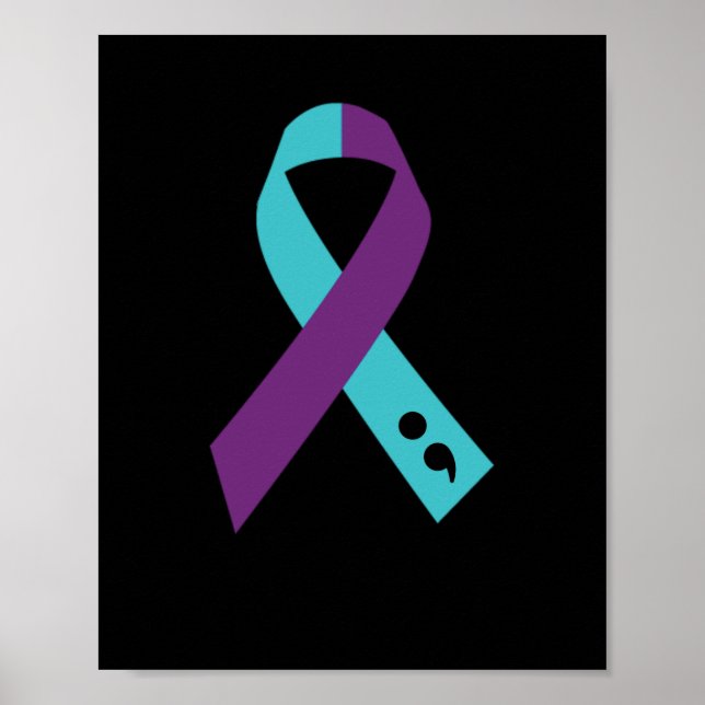 Póster Prevención del suicidio de Semicolón de Cinta Púrp (Frente)