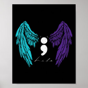 Póster Prevención del suicidio Life Semicolon y Angel Win