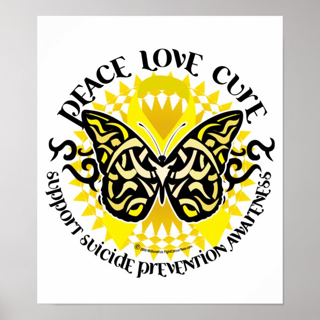 Póster Prevención del suicidio mariposa tribal (Frente)