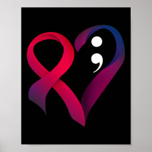 Póster Prevención del suicidio Semicolón cardíaco Salud m