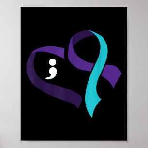 Póster Prevención del suicidio Semicolón cardíaco Salud m