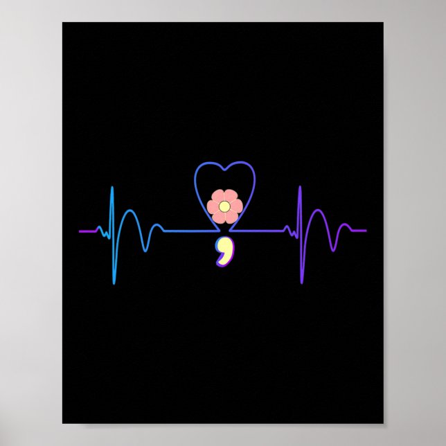 Póster Prevención del suicidio Sensibilización latido car (Frente)