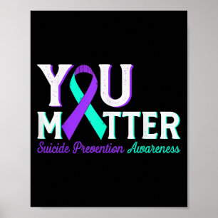 Póster Prevención del Suicidio Teal & Purple Conciencia