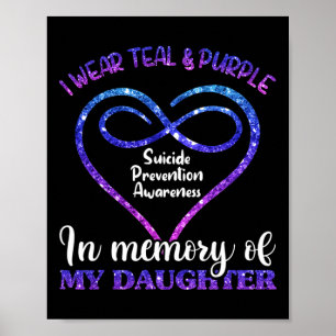 Póster Prevención del suicidio Verde azulado y morado en 