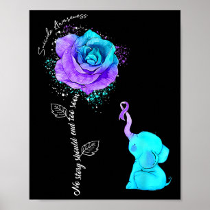Póster Prevención suicida Conciencia Flor Elefante Ribbo