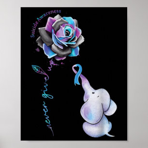 Póster Prevención suicida Conciencia Flor Elefante Ribbo
