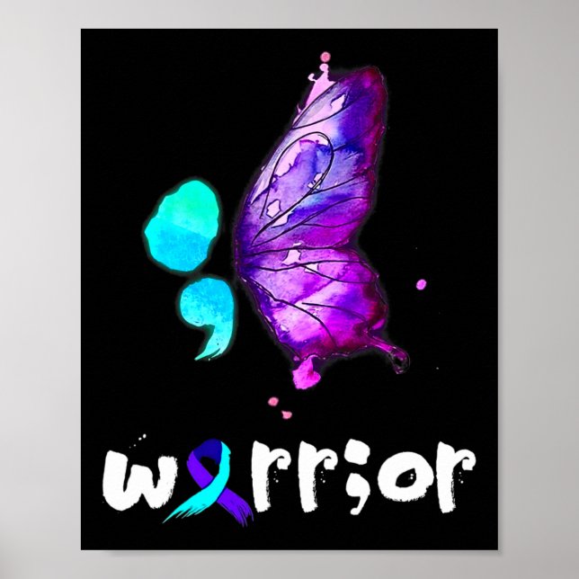 Póster Prevención suicida de color de mariposa semicolon (Frente)