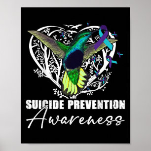 Póster Prevención suicida de la cinta morada Verde azulad