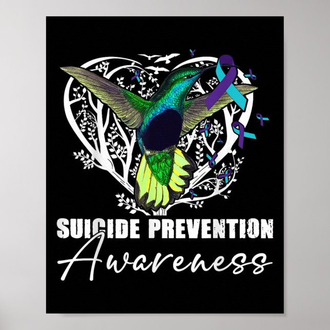 Póster Prevención suicida de la cinta morada Verde azulad (Frente)