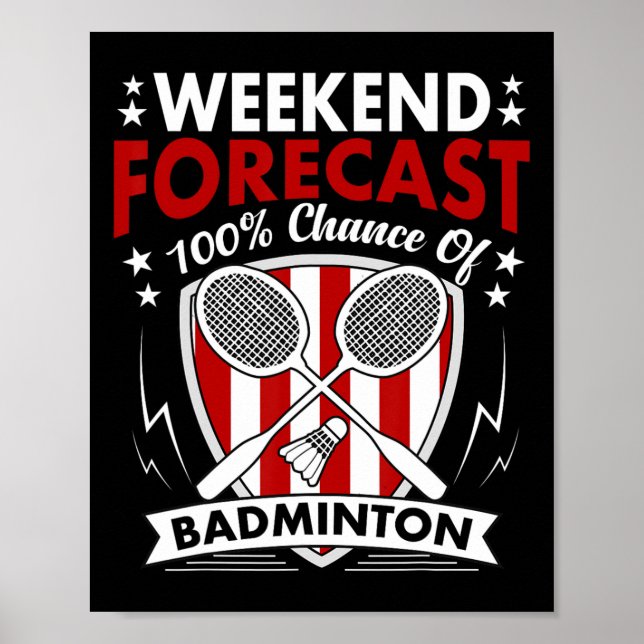 Póster Previsión de fin de semana Juego de Badminton Día  (Frente)