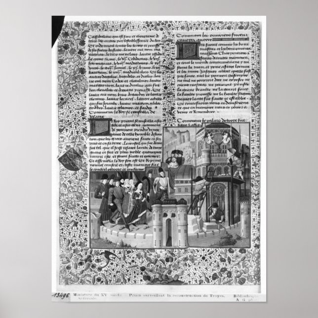 Póster Priam observando la reconstrucción de Troy (Frente)