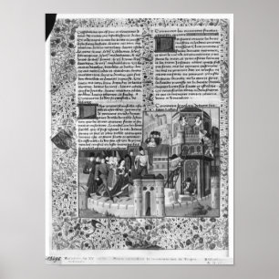 Póster Priam que mira la reconstrucción de Troy