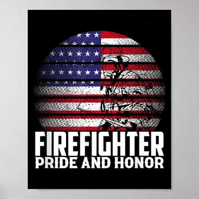 Póster Pride And Honor Fireman Gift Proud Firefighter Quo (Frente)